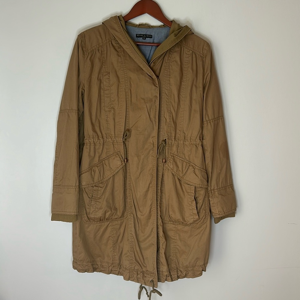 Heart Soul Tan Utility Jacket with Hood
